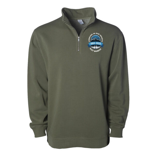 Unisex Pigment-Dyed Quarter-Zip Pullover - Printed Logo Thumbnail